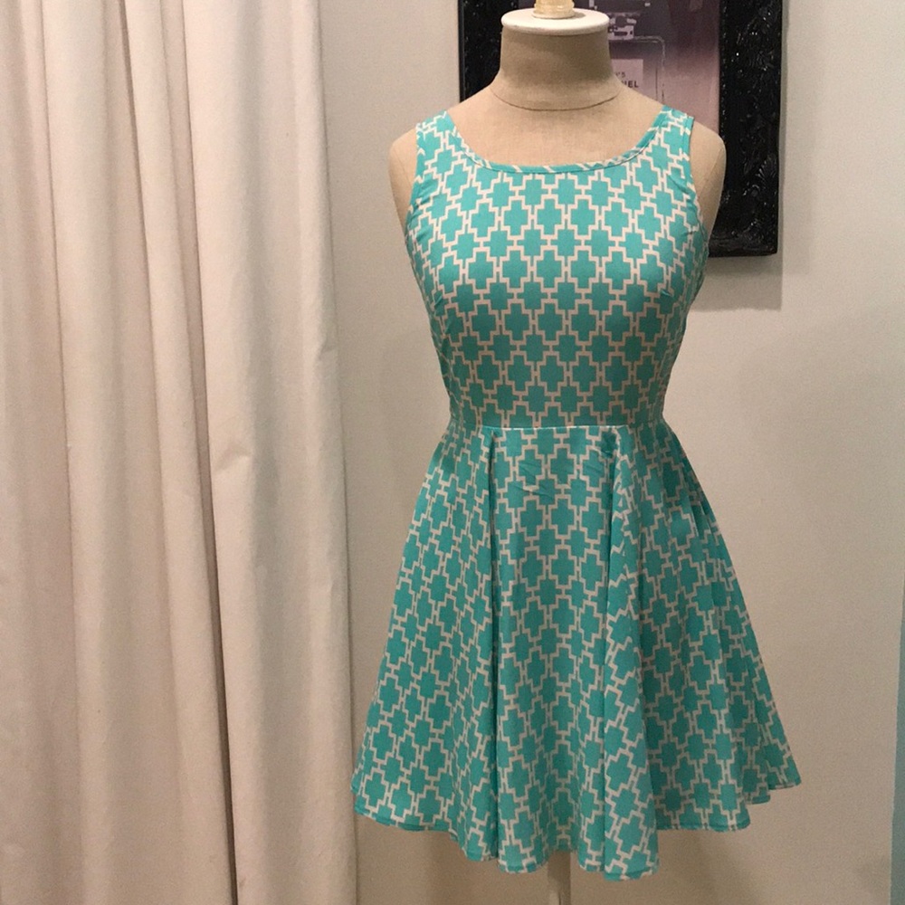 Blue and white dress